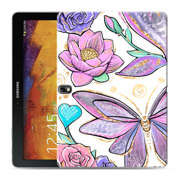 Силиконовый чехол на Samsung Galaxy Note 10.1 2014 editon с принтом Бабочки и цветы Силиконовый чехол на Samsung Galaxy Note 10.1 2014 editon с принтом Бабочки и цветы