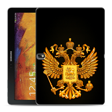 Силиконовый чехол на Samsung Galaxy Note 10.1 2014 editon с принтом Герб России желтый Силиконовый чехол на Samsung Galaxy Note 10.1 2014 editon с принтом Герб России желтый