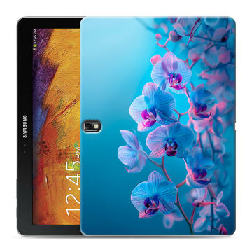 Силиконовый чехол на Samsung Galaxy Note 10.1 2014 editon с принтом голубые орхидеи Силиконовый чехол на Samsung Galaxy Note 10.1 2014 editon с принтом голубые орхидеи
