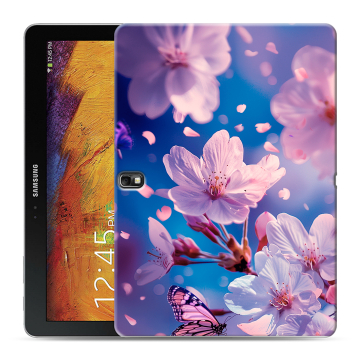 Силиконовый чехол на Samsung Galaxy Note 10.1 2014 editon с принтом цветы бабочки Силиконовый чехол на Samsung Galaxy Note 10.1 2014 editon с принтом цветы бабочки