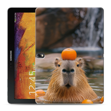 Силиконовый чехол на Samsung Galaxy Note 10.1 2014 editon с принтом Капибара с апельсином Силиконовый чехол на Samsung Galaxy Note 10.1 2014 editon с принтом Капибара с апельсином