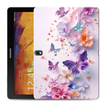 Силиконовый чехол на Samsung Galaxy Note 10.1 2014 editon с принтом цветы бабочки