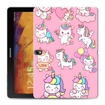 Силиконовый чехол на Samsung Galaxy Note 10.1 2014 editon с принтом Единороги и радуга Силиконовый чехол на Samsung Galaxy Note 10.1 2014 editon с принтом Единороги и радуга