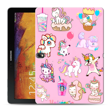 Силиконовый чехол на Samsung Galaxy Note 10.1 2014 editon с принтом розовые единороги Силиконовый чехол на Samsung Galaxy Note 10.1 2014 editon с принтом розовые единороги