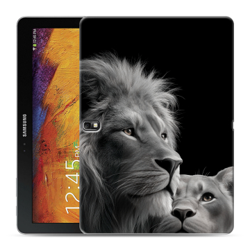 Силиконовый чехол на Samsung Galaxy Note 10.1 2014 editon с принтом Лев кошки