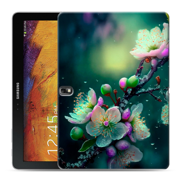Силиконовый чехол на Samsung Galaxy Note 10.1 2014 editon с принтом Цветы и мрамор