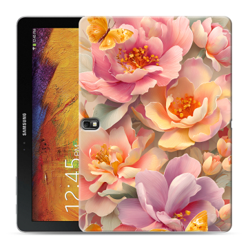 Силиконовый чехол на Samsung Galaxy Note 10.1 2014 editon с принтом Цветы и бабочки