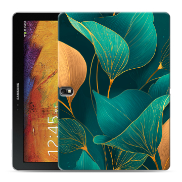 Силиконовый чехол на Samsung Galaxy Note 10.1 2014 editon с принтом Листья и золото