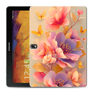 Силиконовый чехол на Samsung Galaxy Note 10.1 2014 editon с принтом Цветы и бабочки Силиконовый чехол на Samsung Galaxy Note 10.1 2014 editon с принтом Цветы и бабочки