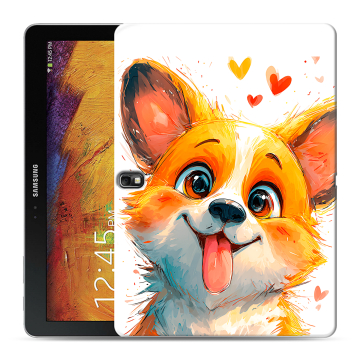 Силиконовый чехол на Samsung Galaxy Note 10.1 2014 editon с принтом корги Силиконовый чехол на Samsung Galaxy Note 10.1 2014 editon с принтом корги