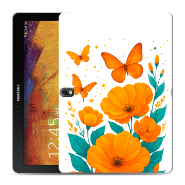 Силиконовый чехол на Samsung Galaxy Note 10.1 2014 editon с принтом цветы бабочки Силиконовый чехол на Samsung Galaxy Note 10.1 2014 editon с принтом цветы бабочки