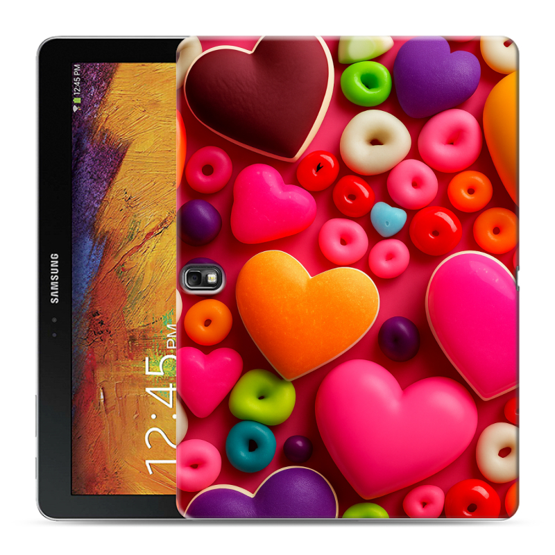 Силиконовый чехол на Samsung Galaxy Note 10.1 2014 editon с принтом Сердечки Силиконовый чехол на Samsung Galaxy Note 10.1 2014 editon с принтом Сердечки