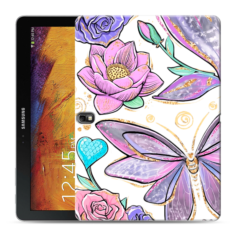 Силиконовый чехол на Samsung Galaxy Note 10.1 2014 editon с принтом Бабочки и цветы Силиконовый чехол на Samsung Galaxy Note 10.1 2014 editon с принтом Бабочки и цветы