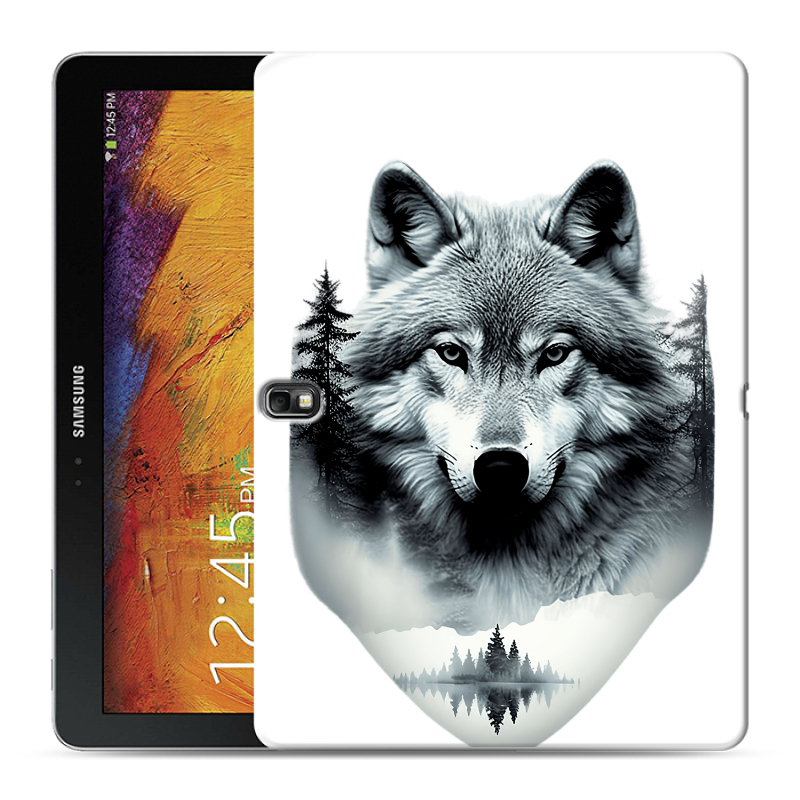 Силиконовый чехол на Samsung Galaxy Note 10.1 2014 editon с принтом Волк в лесу Силиконовый чехол на Samsung Galaxy Note 10.1 2014 editon с принтом Волк в лесу