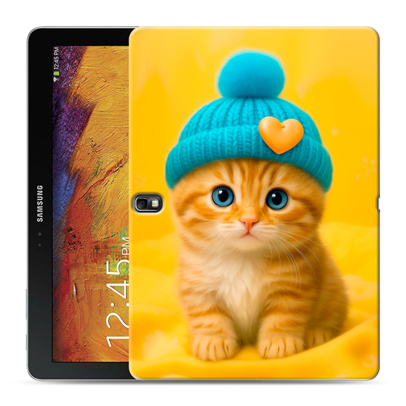 Силиконовый чехол на Samsung Galaxy Note 10.1 2014 editon с принтом Котенок в шапке Силиконовый чехол на Samsung Galaxy Note 10.1 2014 editon с принтом Котенок в шапке