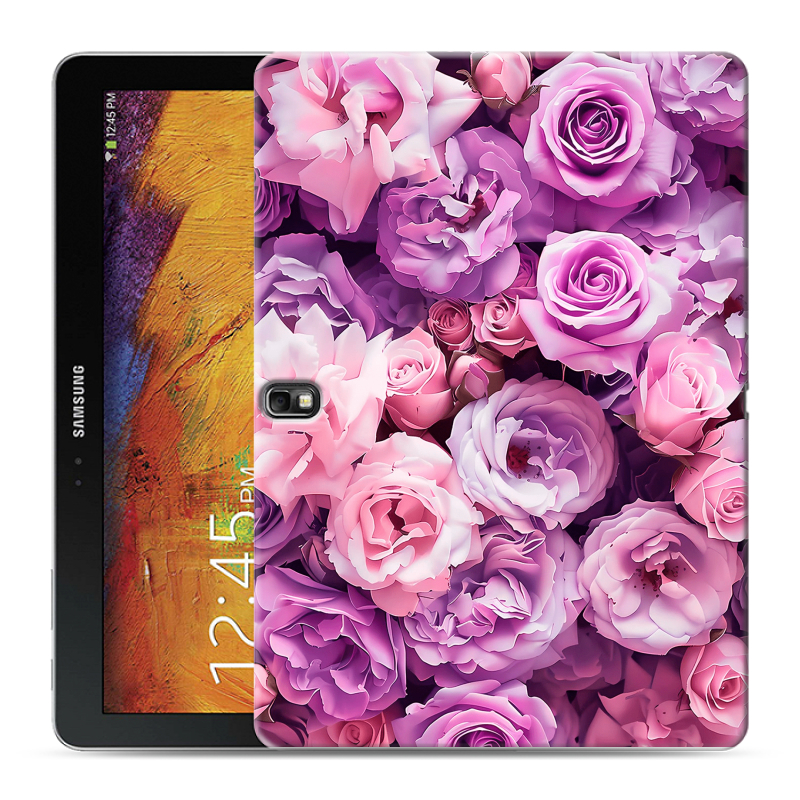 Силиконовый чехол на Samsung Galaxy Note 10.1 2014 editon с принтом лавандовые розы Силиконовый чехол на Samsung Galaxy Note 10.1 2014 editon с принтом лавандовые розы