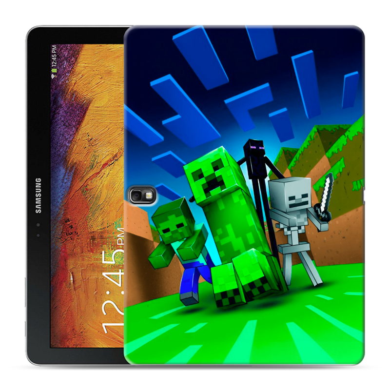 Силиконовый чехол на Samsung Galaxy Note 10.1 2014 editon с принтом Майнкрафт Силиконовый чехол на Samsung Galaxy Note 10.1 2014 editon с принтом Майнкрафт
