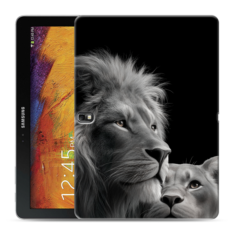 Силиконовый чехол на Samsung Galaxy Note 10.1 2014 editon с принтом Лев кошки Силиконовый чехол на Samsung Galaxy Note 10.1 2014 editon с принтом Лев кошки