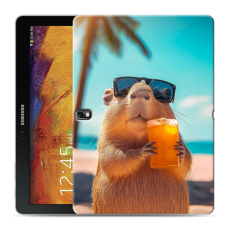 Силиконовый чехол на Samsung Galaxy Note 10.1 2014 editon с принтом Капибара Силиконовый чехол на Samsung Galaxy Note 10.1 2014 editon с принтом Капибара