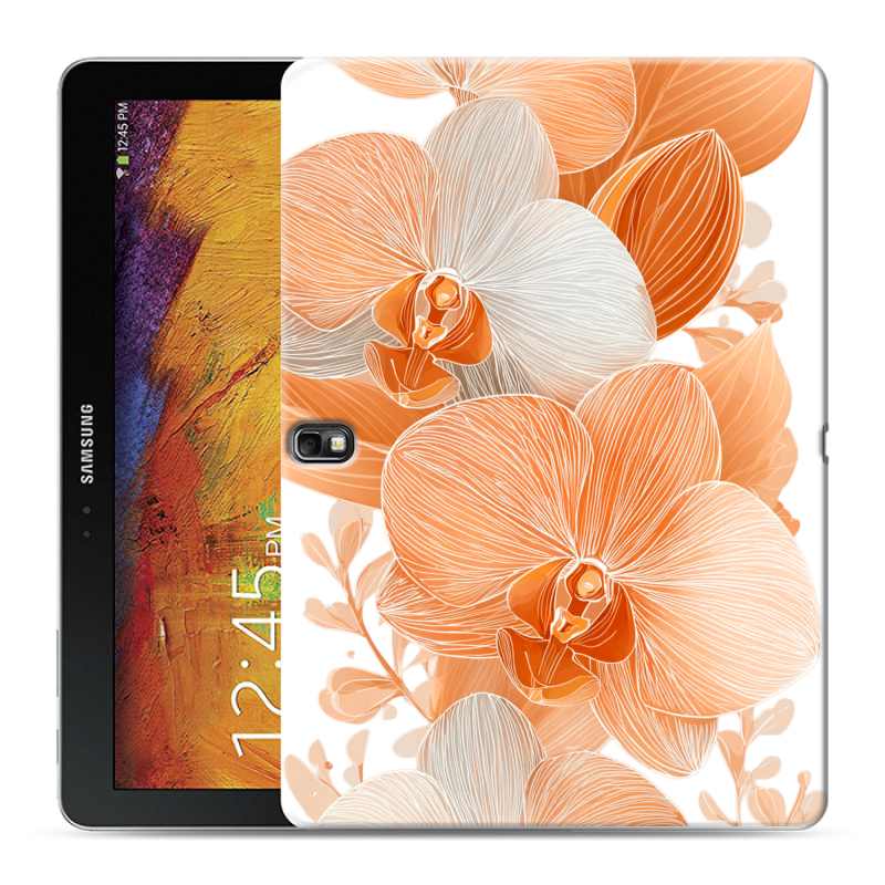 Силиконовый чехол на Samsung Galaxy Note 10.1 2014 editon с принтом Бежевые цветы Силиконовый чехол на Samsung Galaxy Note 10.1 2014 editon с принтом Бежевые цветы