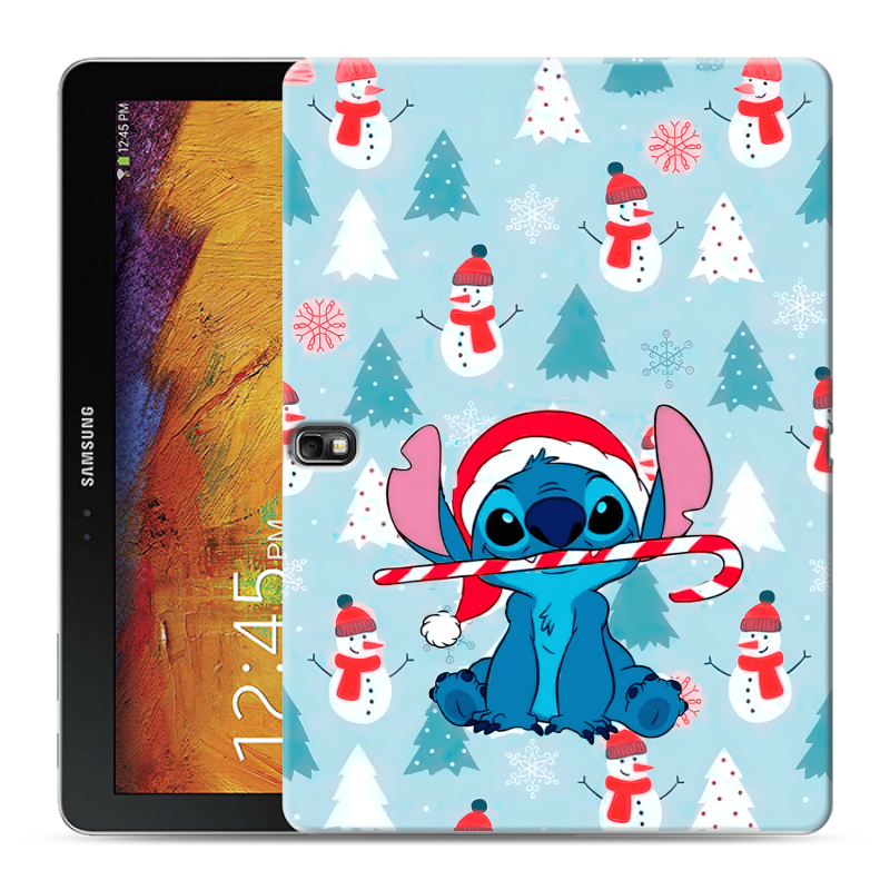 Силиконовый чехол на Samsung Galaxy Note 10.1 2014 editon с принтом Стич Новый год Силиконовый чехол на Samsung Galaxy Note 10.1 2014 editon с принтом Стич Новый год