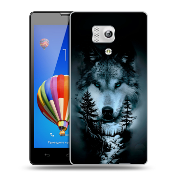 Пластиковый чехол на Huawei Honor 3 с принтом Лесной волк Пластиковый чехол на Huawei Honor 3 с принтом Лесной волк