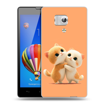 Пластиковый чехол на Huawei Honor 3 с принтом Милые котики Пластиковый чехол на Huawei Honor 3 с принтом Милые котики