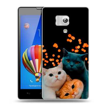 Пластиковый чехол на Huawei Honor 3 с принтом Кошки Пластиковый чехол на Huawei Honor 3 с принтом Кошки