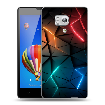 Пластиковый чехол на Huawei Honor 3 с принтом Абстракция неон