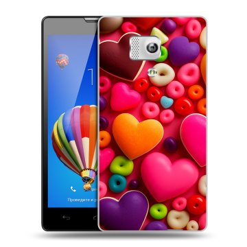 Пластиковый чехол на Huawei Honor 3 с принтом Сердечки Пластиковый чехол на Huawei Honor 3 с принтом Сердечки