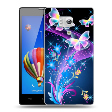 Пластиковый чехол на Huawei Honor 3 с принтом Бабочки