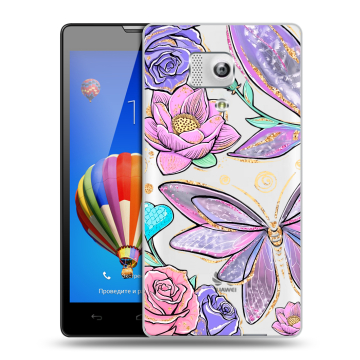 Пластиковый чехол на Huawei Honor 3 с принтом Бабочки и цветы Пластиковый чехол на Huawei Honor 3 с принтом Бабочки и цветы