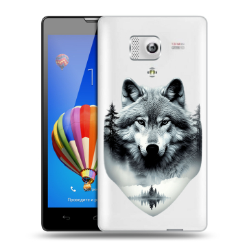 Пластиковый чехол на Huawei Honor 3 с принтом Волк в лесу Пластиковый чехол на Huawei Honor 3 с принтом Волк в лесу