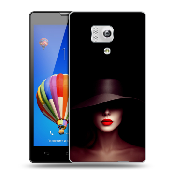 Пластиковый чехол на Huawei Honor 3 с принтом Девушка в шляпе Пластиковый чехол на Huawei Honor 3 с принтом Девушка в шляпе