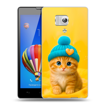 Пластиковый чехол на Huawei Honor 3 с принтом Котенок в шапке Пластиковый чехол на Huawei Honor 3 с принтом Котенок в шапке