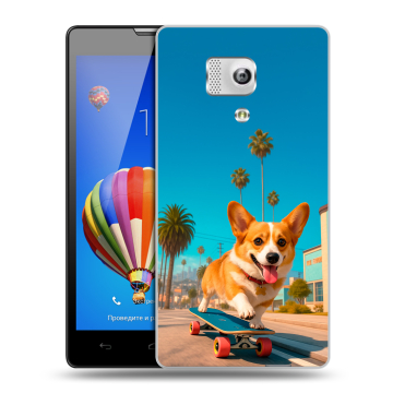 Пластиковый чехол на Huawei Honor 3 с принтом Корги на скейте