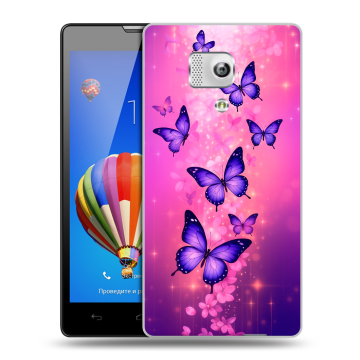 Пластиковый чехол на Huawei Honor 3 с принтом Бабочки