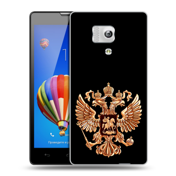 Пластиковый чехол на Huawei Honor 3 с принтом Герб России золотой