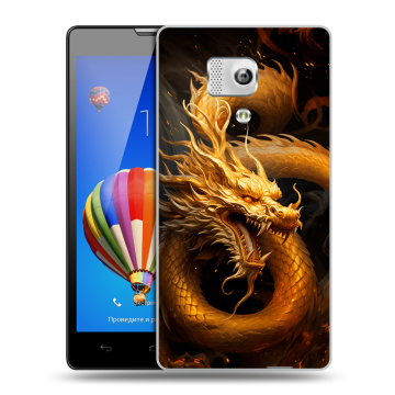 Пластиковый чехол на Huawei Honor 3 с принтом Золотой дракон