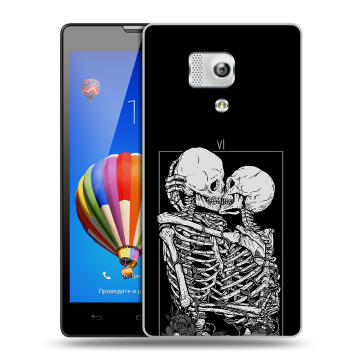 Пластиковый чехол на Huawei Honor 3 с принтом Поцелуй скелетов Пластиковый чехол на Huawei Honor 3 с принтом Поцелуй скелетов