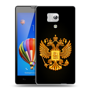 Пластиковый чехол на Huawei Honor 3 с принтом Герб России желтый