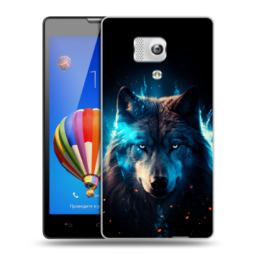 Пластиковый чехол на Huawei Honor 3 с принтом Волк ночной Пластиковый чехол на Huawei Honor 3 с принтом Волк ночной