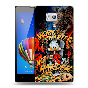 Пластиковый чехол на Huawei Honor 3 с принтом Дональд Дак Деньги