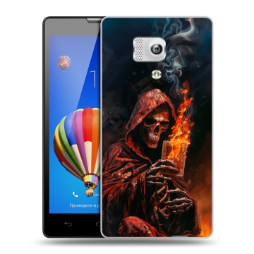 Пластиковый чехол на Huawei Honor 3 с принтом Скелет и карты Пластиковый чехол на Huawei Honor 3 с принтом Скелет и карты