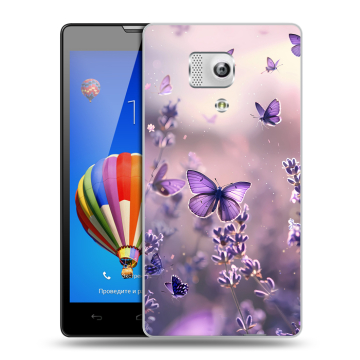 Пластиковый чехол на Huawei Honor 3 с принтом бабочки и лаванда