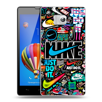 Пластиковый чехол на Huawei Honor 3 с принтом найк nike черный