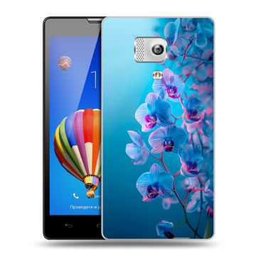 Пластиковый чехол на Huawei Honor 3 с принтом голубые орхидеи Пластиковый чехол на Huawei Honor 3 с принтом голубые орхидеи