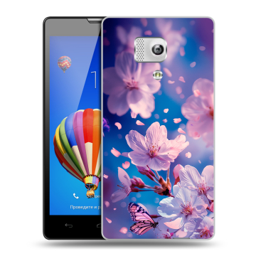 Пластиковый чехол на Huawei Honor 3 с принтом цветы бабочки Пластиковый чехол на Huawei Honor 3 с принтом цветы бабочки