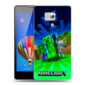 Пластиковый чехол на Huawei Honor 3 с принтом Майнкрафт