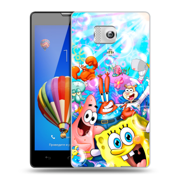 Пластиковый чехол на Huawei Honor 3 с принтом спанчбоб спанч боб